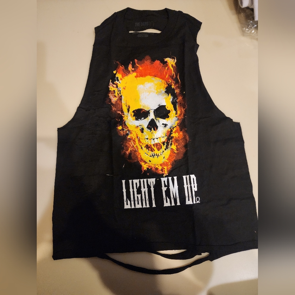 The drive clothing muscle tank crop with slashes